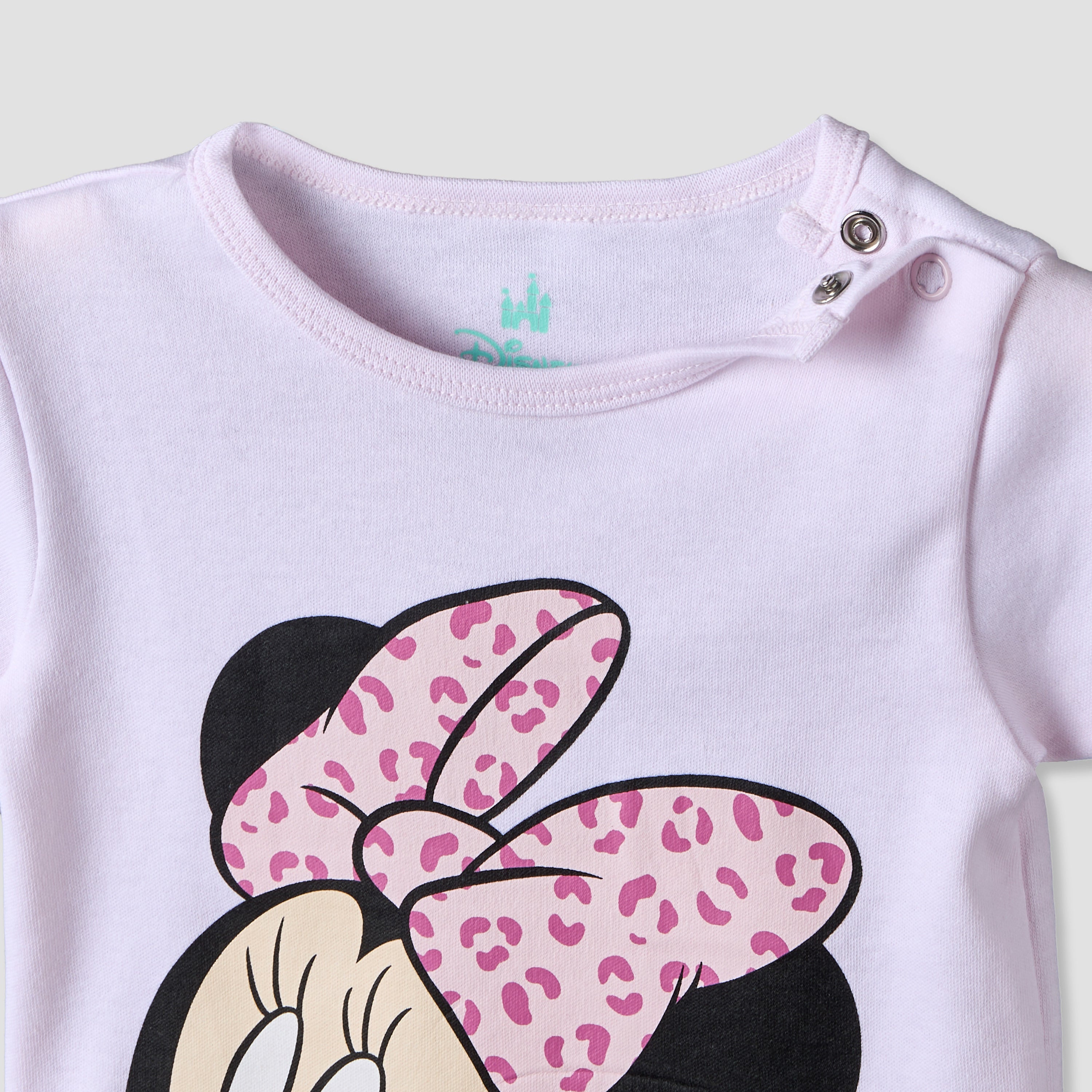 Disney Crew Neck Short Sleeve T-shirt and Shorts Set with Minnie Mouse Print