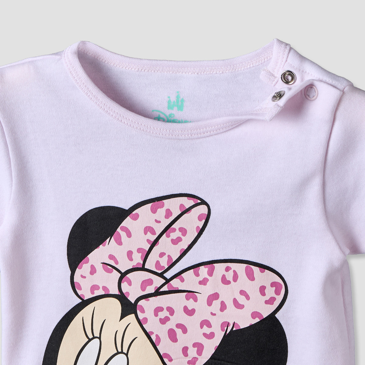 Disney Crew Neck Short Sleeve T-shirt and Shorts Set with Minnie Mouse Print