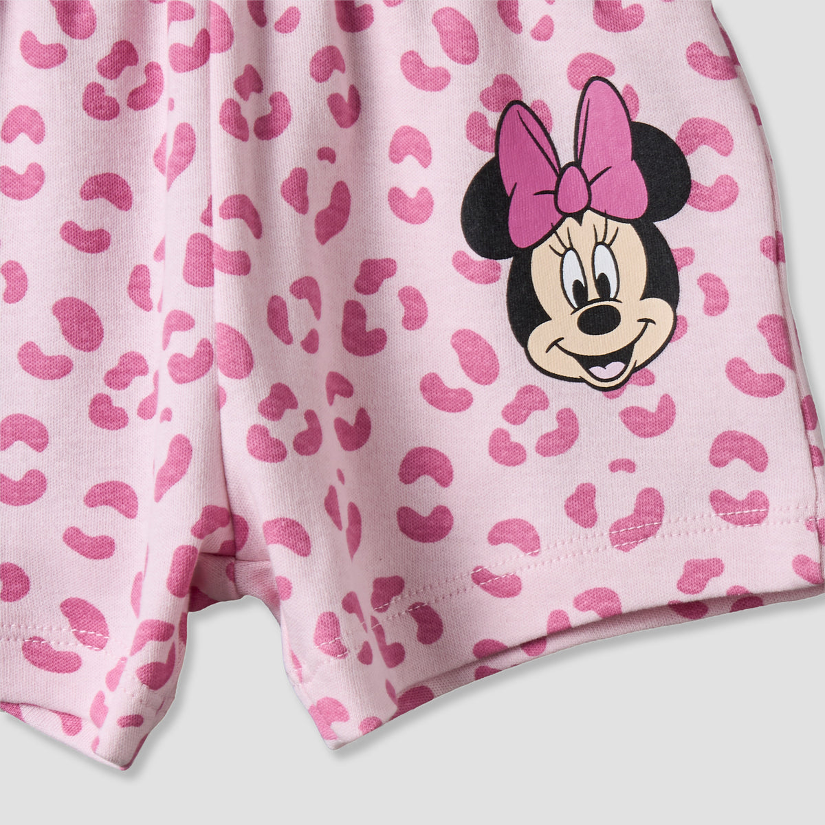 Disney Crew Neck Short Sleeve T-shirt and Shorts Set with Minnie Mouse Print