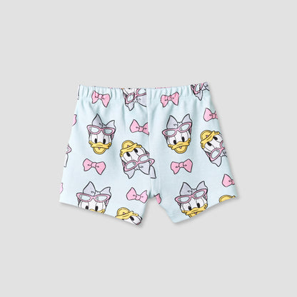 Disney Crew Neck Short Sleeve T-shirt and Shorts Set with Daisy Duck Print