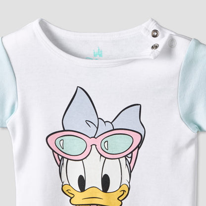 Disney Crew Neck Short Sleeve T-shirt and Shorts Set with Daisy Duck Print
