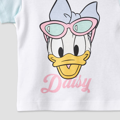 Disney Crew Neck Short Sleeve T-shirt and Shorts Set with Daisy Duck Print