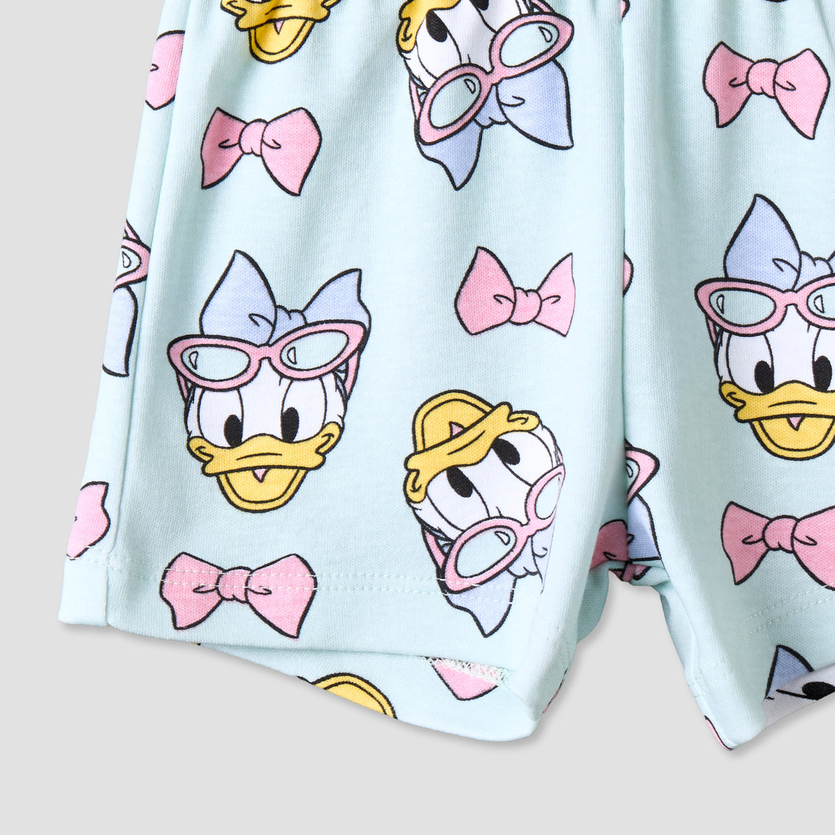 Disney Crew Neck Short Sleeve T-shirt and Shorts Set with Daisy Duck Print