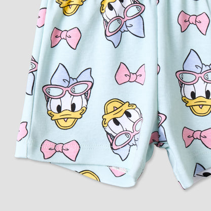 Disney Crew Neck Short Sleeve T-shirt and Shorts Set with Daisy Duck Print