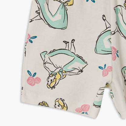 Disney Crew Neck Short Sleeves T-shirt and Shorts Set with Aurora Print