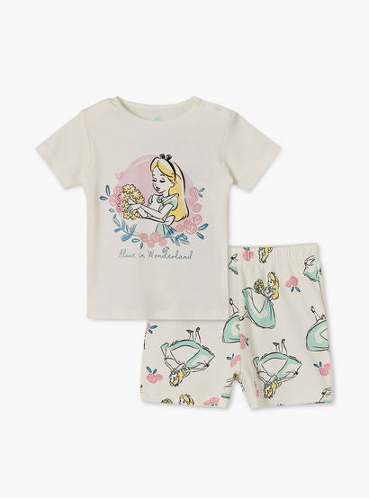Disney Crew Neck Short Sleeves T-shirt and Shorts Set with Aurora Print-baby-girls-clothing-setsandcoords-image-2