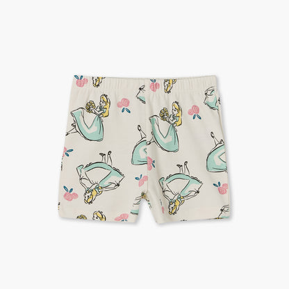 Disney Crew Neck Short Sleeves T-shirt and Shorts Set with Aurora Print