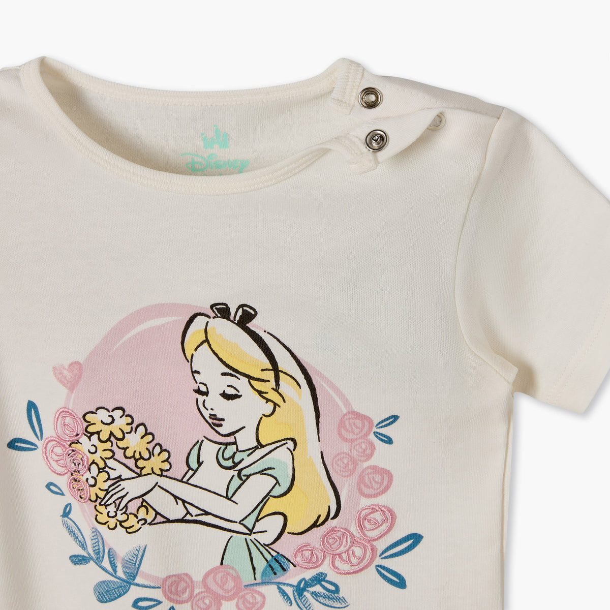 Disney Crew Neck Short Sleeves T-shirt and Shorts Set with Aurora Print