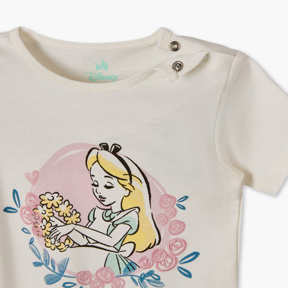 Disney Crew Neck Short Sleeves T-shirt and Shorts Set with Aurora Print