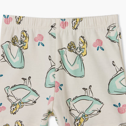 Disney Crew Neck Short Sleeves T-shirt and Shorts Set with Aurora Print