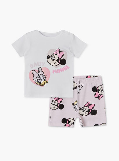 Disney Round Neck Short Sleeves T-shirt and Shorts Set with Minnie Mouse Print-baby-girls-clothing-setsandcoords-image-2