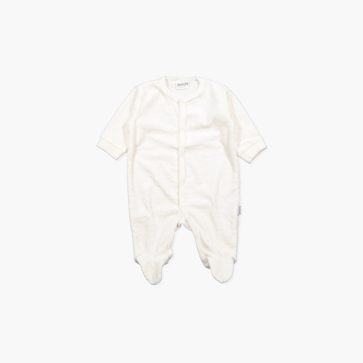 Juniors Textured Closed Feet Sleepsuit with Button Closure - Grey / 6-12 mths