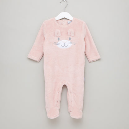 Juniors Textured Closed Feet Sleepsuit with Long Sleeves - Pink / 9-12 mths