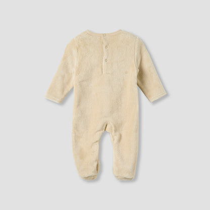 Juniors Round Neck Sleepsuit with Tiger Applique - Polyester - Long Sleeves