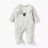 Juniors Applique Detail Closed Feet Sleepsuit with Long Sleeves and Button Closure - Grey / 9-12 mths