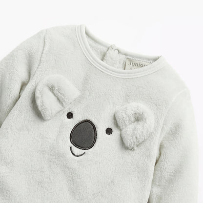 Juniors Applique Detail Closed Feet Sleepsuit with Long Sleeves and Button Closure