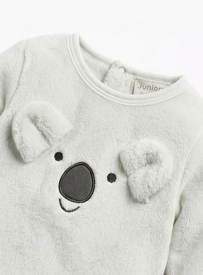 Juniors Applique Detail Closed Feet Sleepsuit with Long Sleeves and Button Closure-baby-girls-clothing-nightwear-sleepsuits-image-3