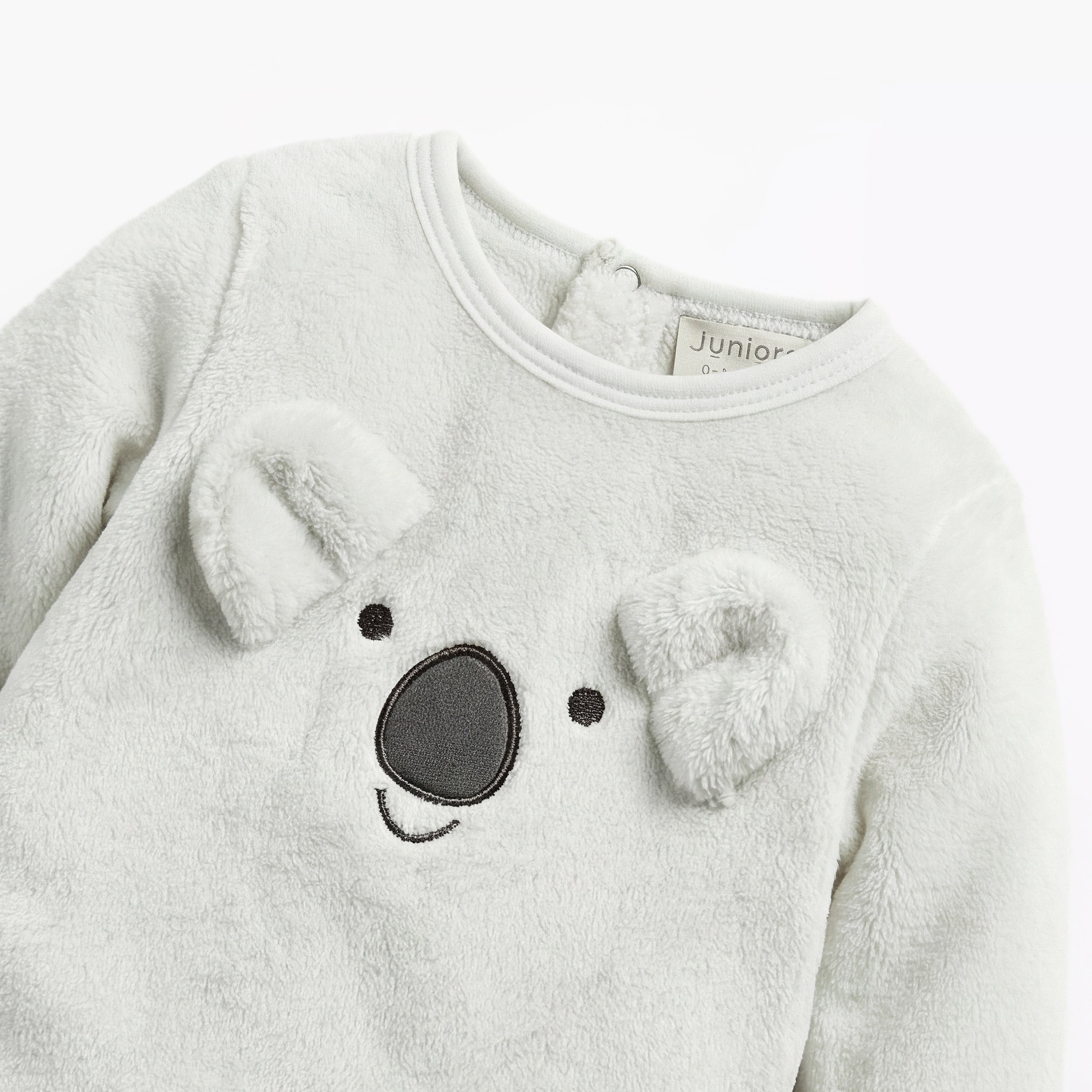 Juniors Applique Detail Closed Feet Sleepsuit with Long Sleeves and Button Closure