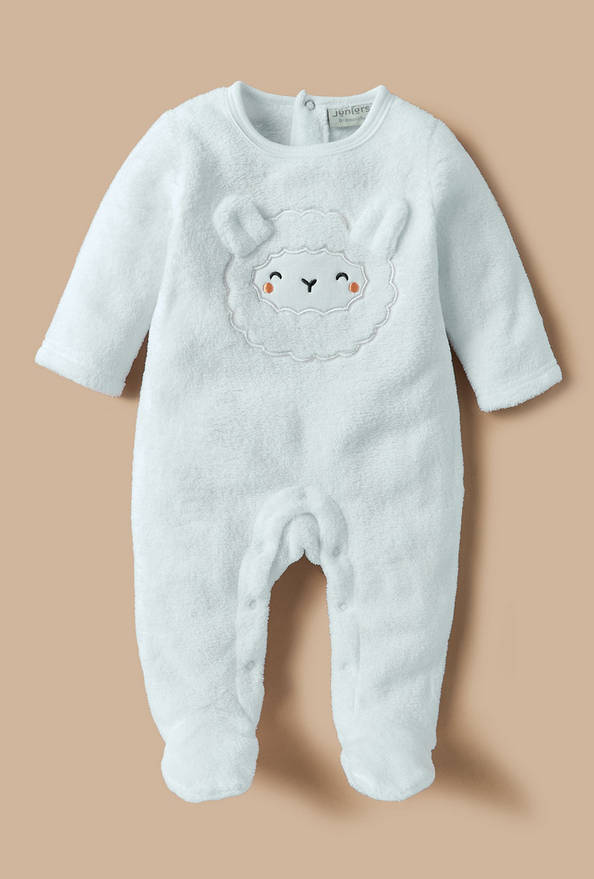Juniors Sheep Face Applique Sleepsuit with Long Sleeves and Button Closure