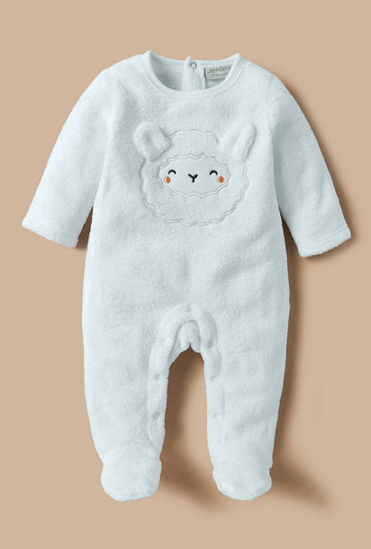 Juniors Sheep Face Applique Sleepsuit with Long Sleeves and Button Closure