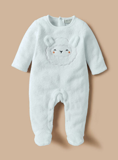 Juniors Sheep Face Applique Sleepsuit with Long Sleeves and Button Closure-baby-girls-clothing-nightwear-sleepsuits-image-1