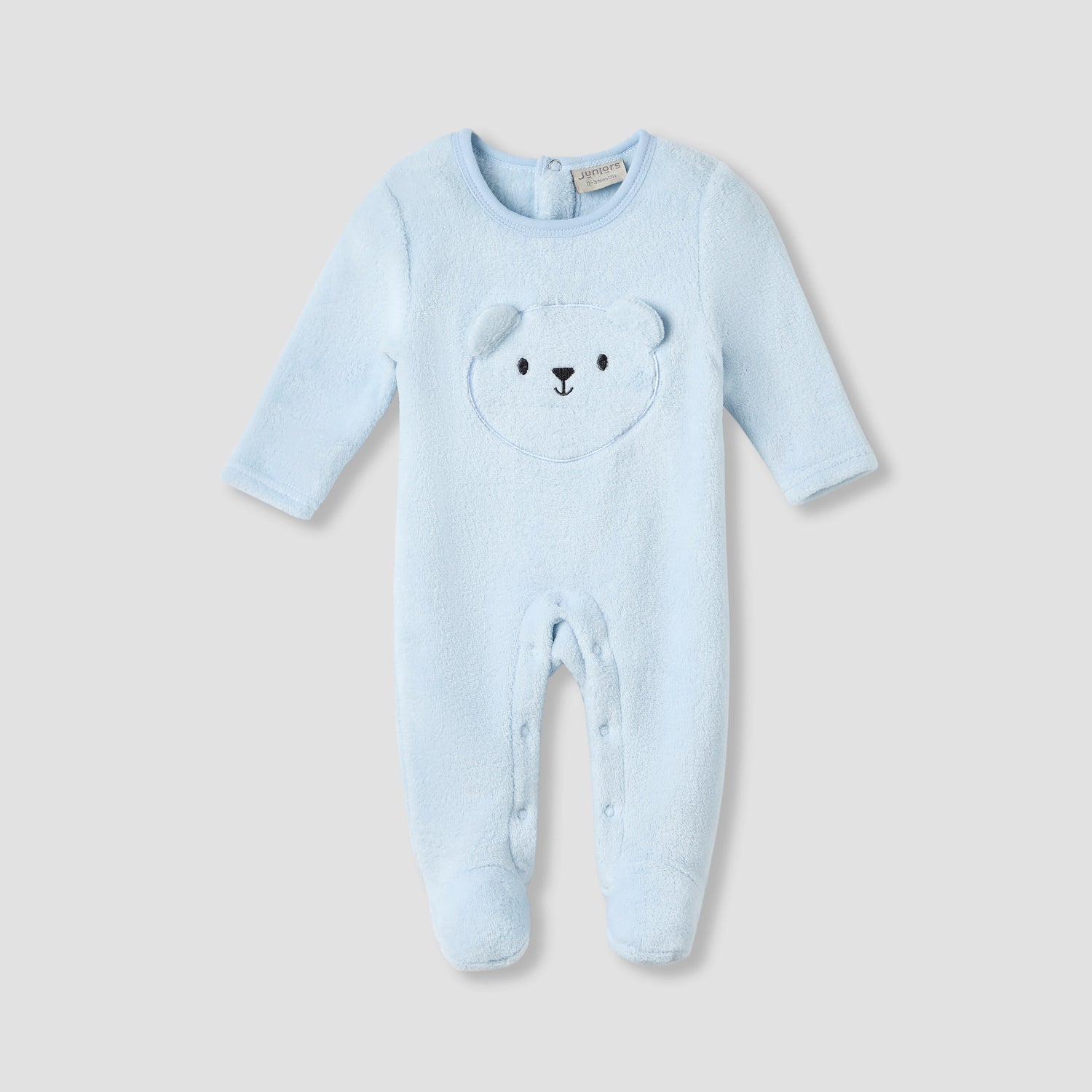 Juniors Round Neck Sleepsuit with Closed Feet - Polyester - Long Sleeves - Blue / 9-12 mths