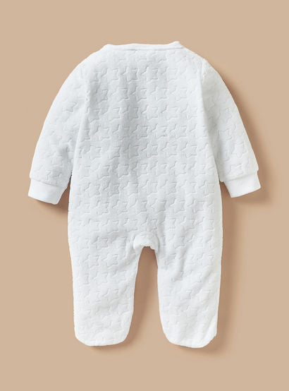 Juniors Star Textured Closed Foot Sleepsuit with Long Sleeves and Snap Button Closure-baby-girls-clothing-nightwear-sleepsuits-image-2