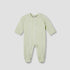 Juniors Embossed Bear Velour Sleepsuit with Long Sleeves and Button Closure - Green / 9-12 mths