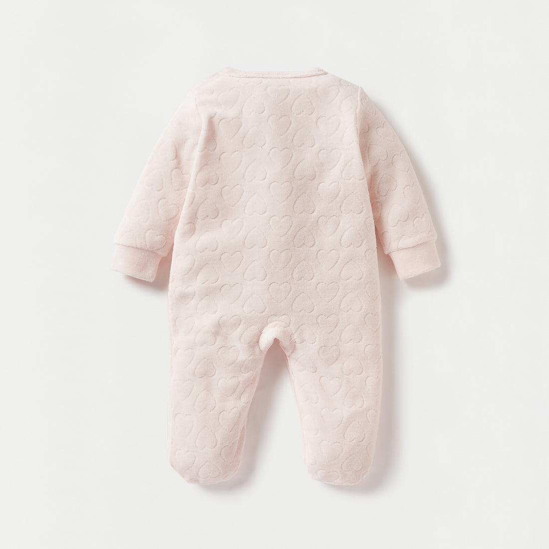 Juniors Heart Textured Closed Foot Sleepsuit with Long Sleeves and Snap Button Closure