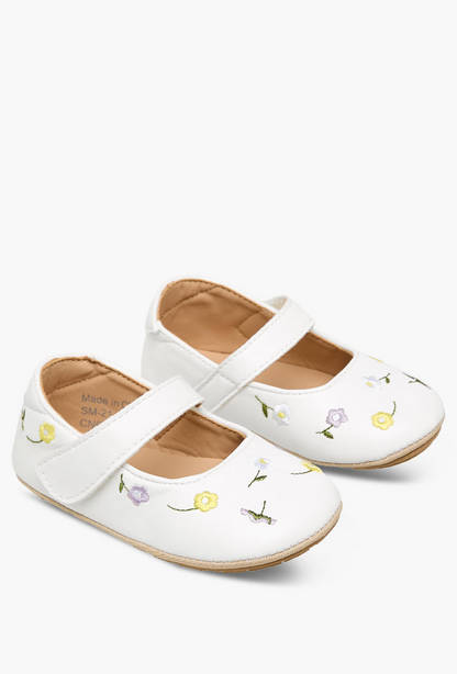 Barefeet Booties with Hook &amp; Loop Closure, Floral Embroidered-undefined-image-1