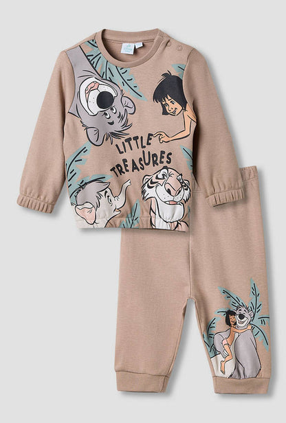 Juniors Cotton Round Neck Long Sleeves Pyjama Set with Jungle Book Print