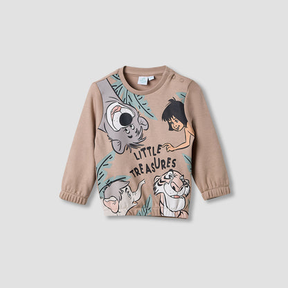 Juniors Cotton Round Neck Long Sleeves Pyjama Set with Jungle Book Print
