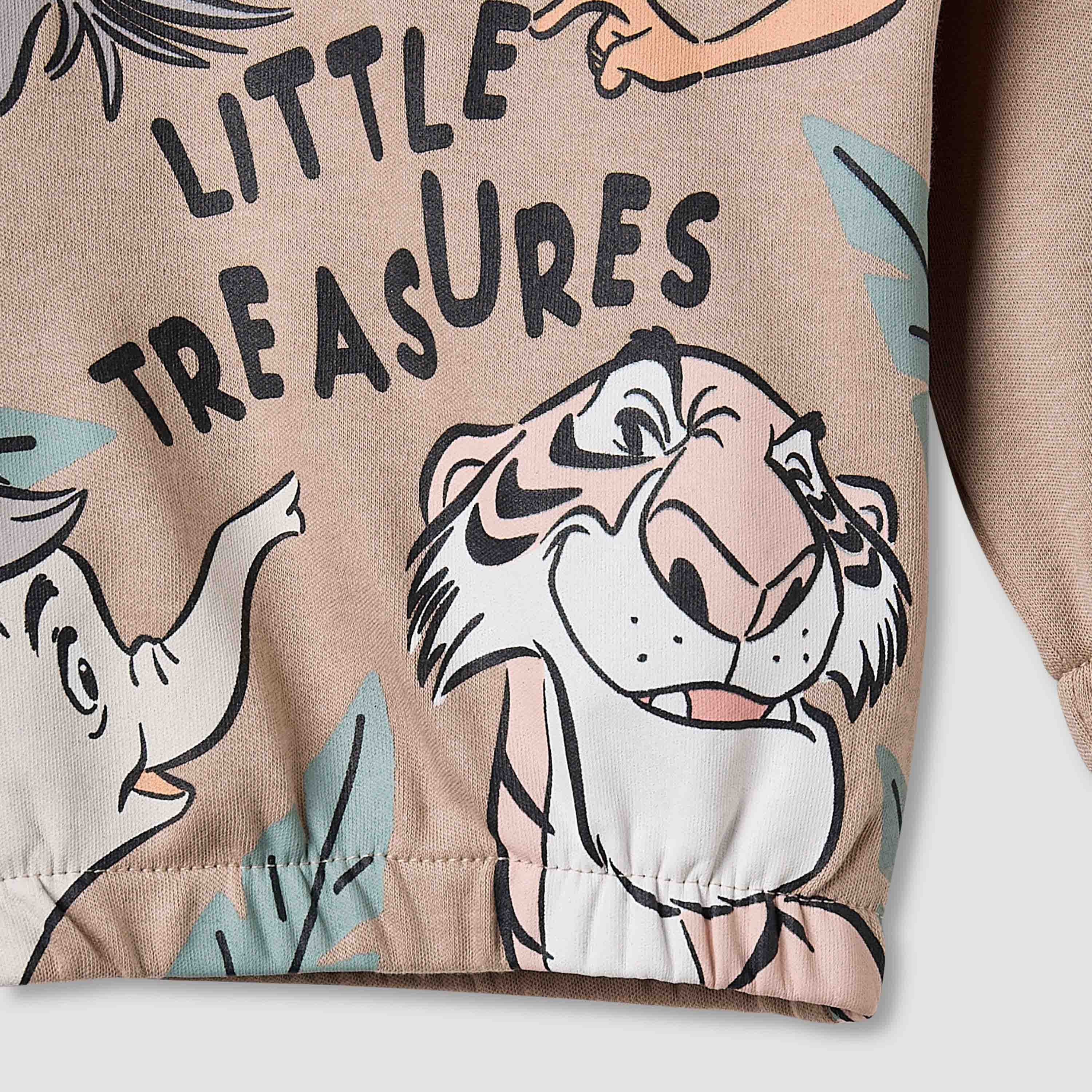 Juniors Cotton Round Neck Long Sleeves Pyjama Set with Jungle Book Print