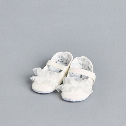 Embellished Frill Detail Booties with Hook and Loop Closure