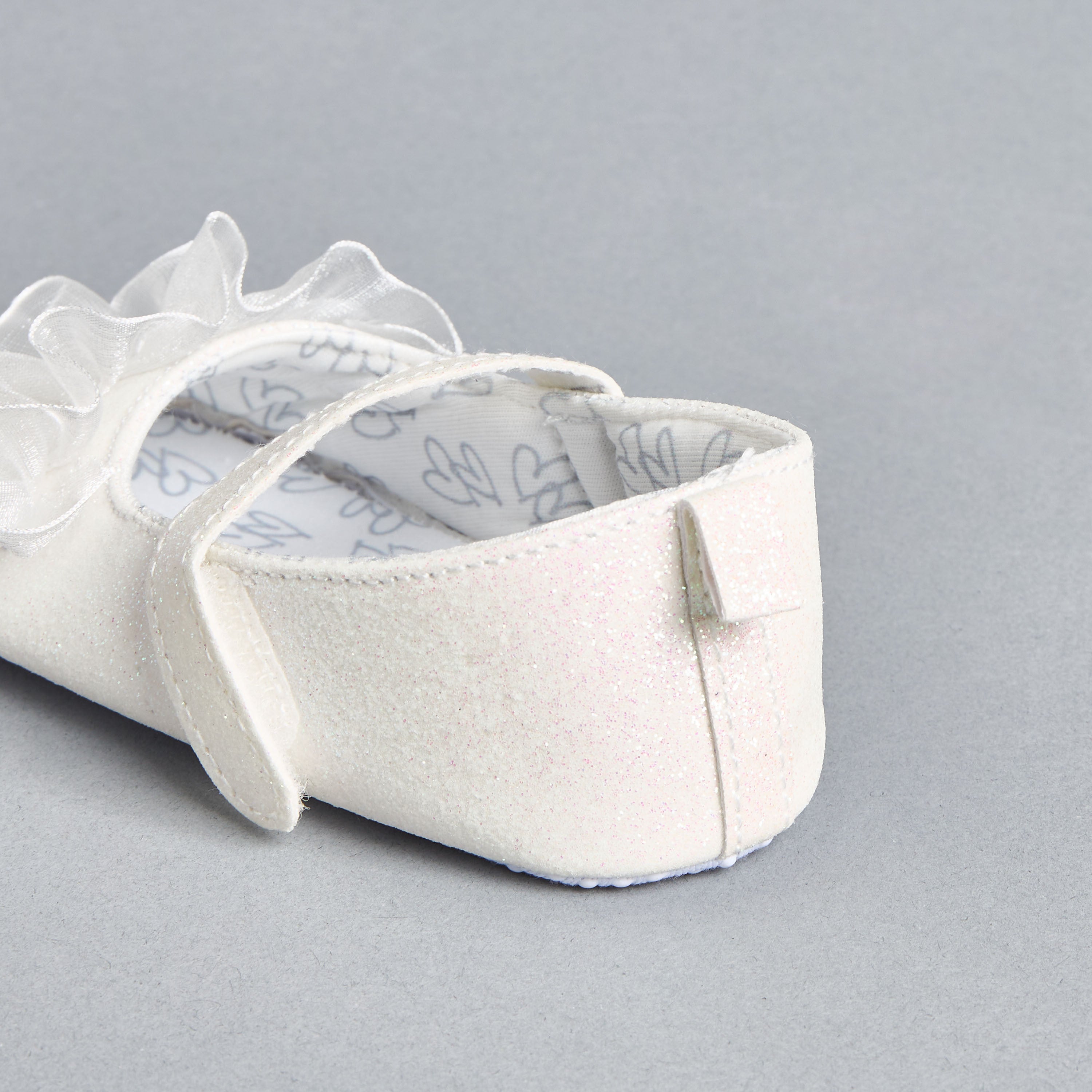Embellished Frill Detail Booties with Hook and Loop Closure