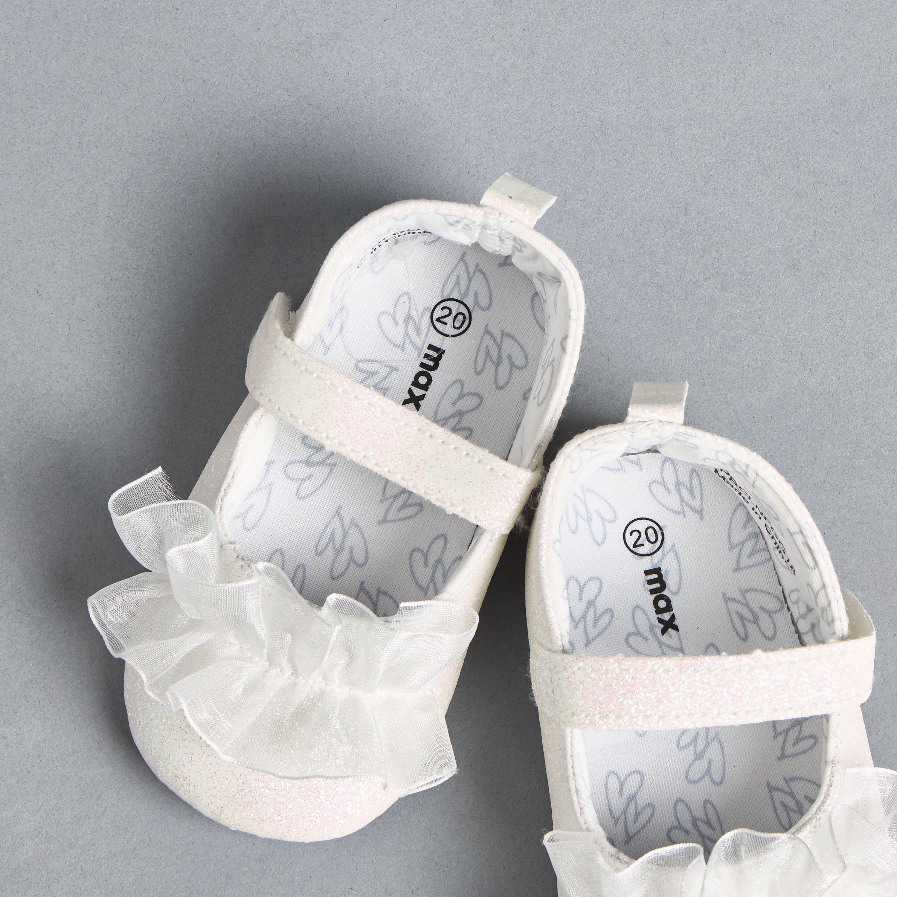 Embellished Frill Detail Booties with Hook and Loop Closure