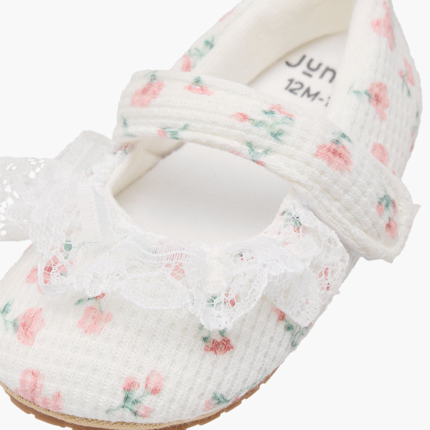 Juniors Floral Print Booties with Hook and Loop Closure