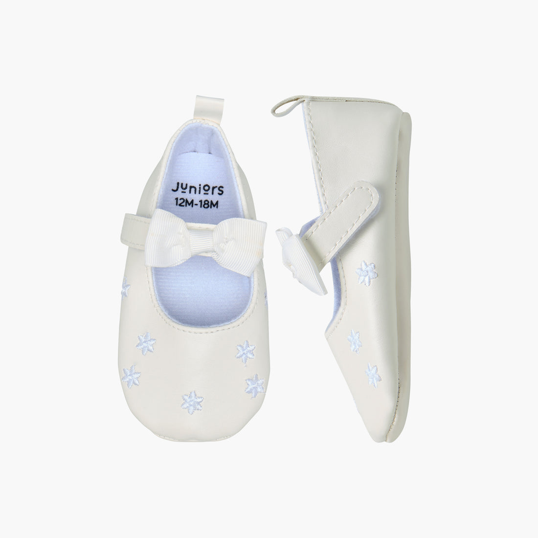 Juniors Bow Accent Booties with Hook and Loop Closure - Cream / 12-18 mths