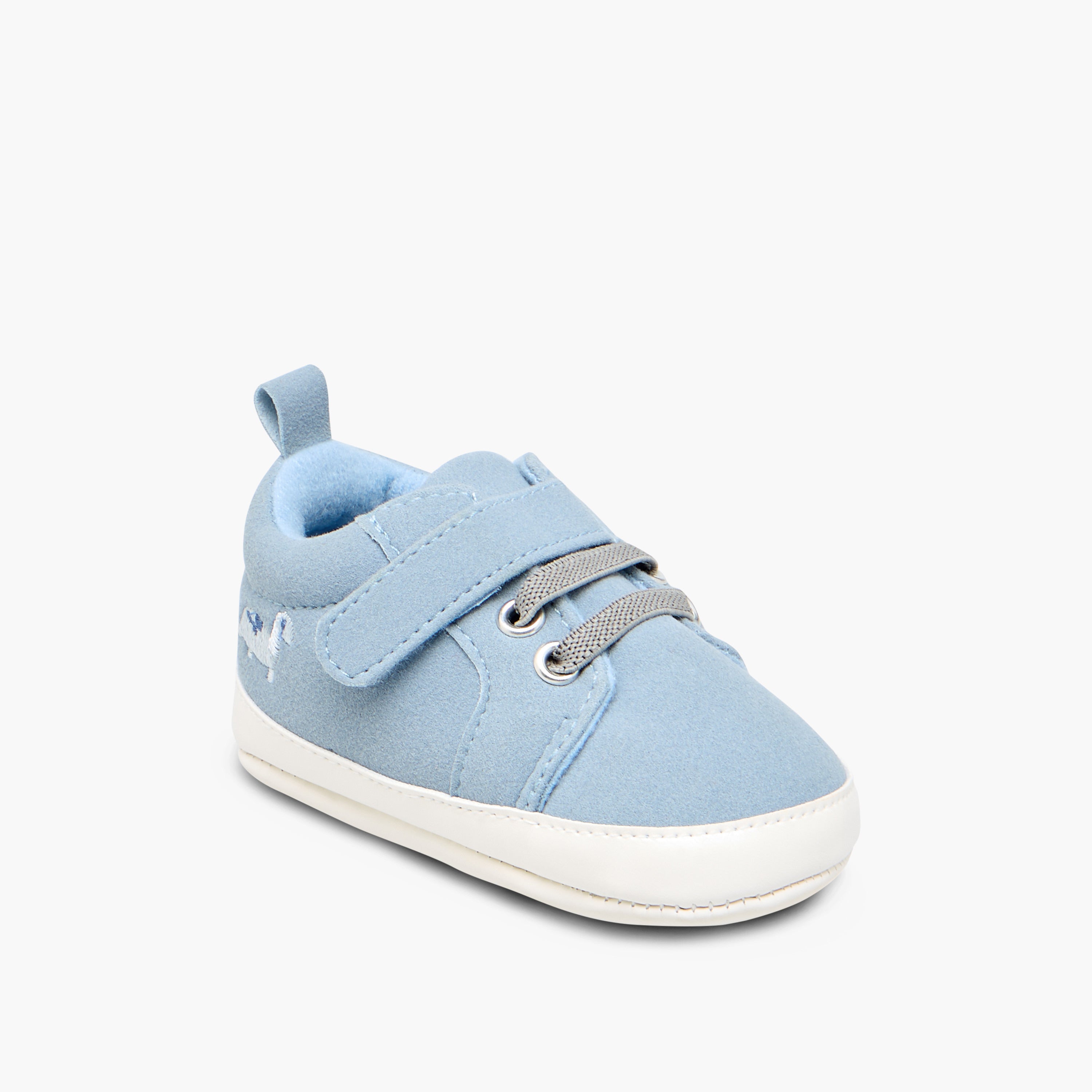 Juniors Dinosaur Embroidered Booties with Hook and Loop Closure
