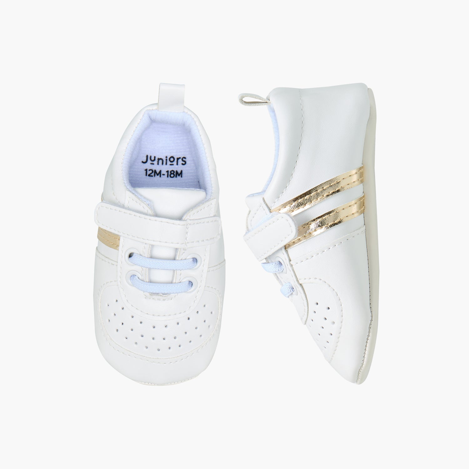 Juniors Panelled Booties with Hook and Loop Closure - White / 12-18 mths