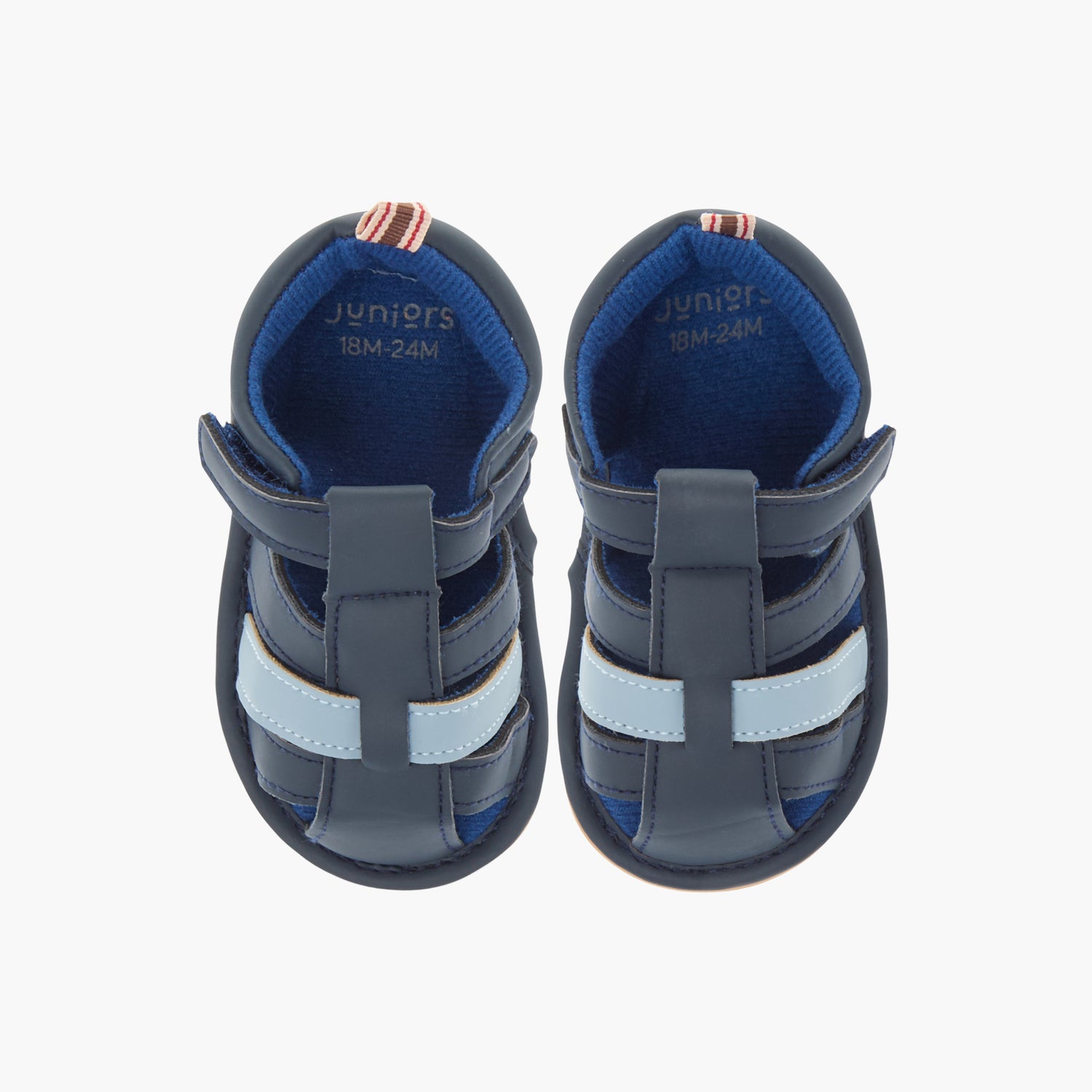 Juniors Colourblock Sandals with Hook and Loop Closure - Blue / 12-18 mths
