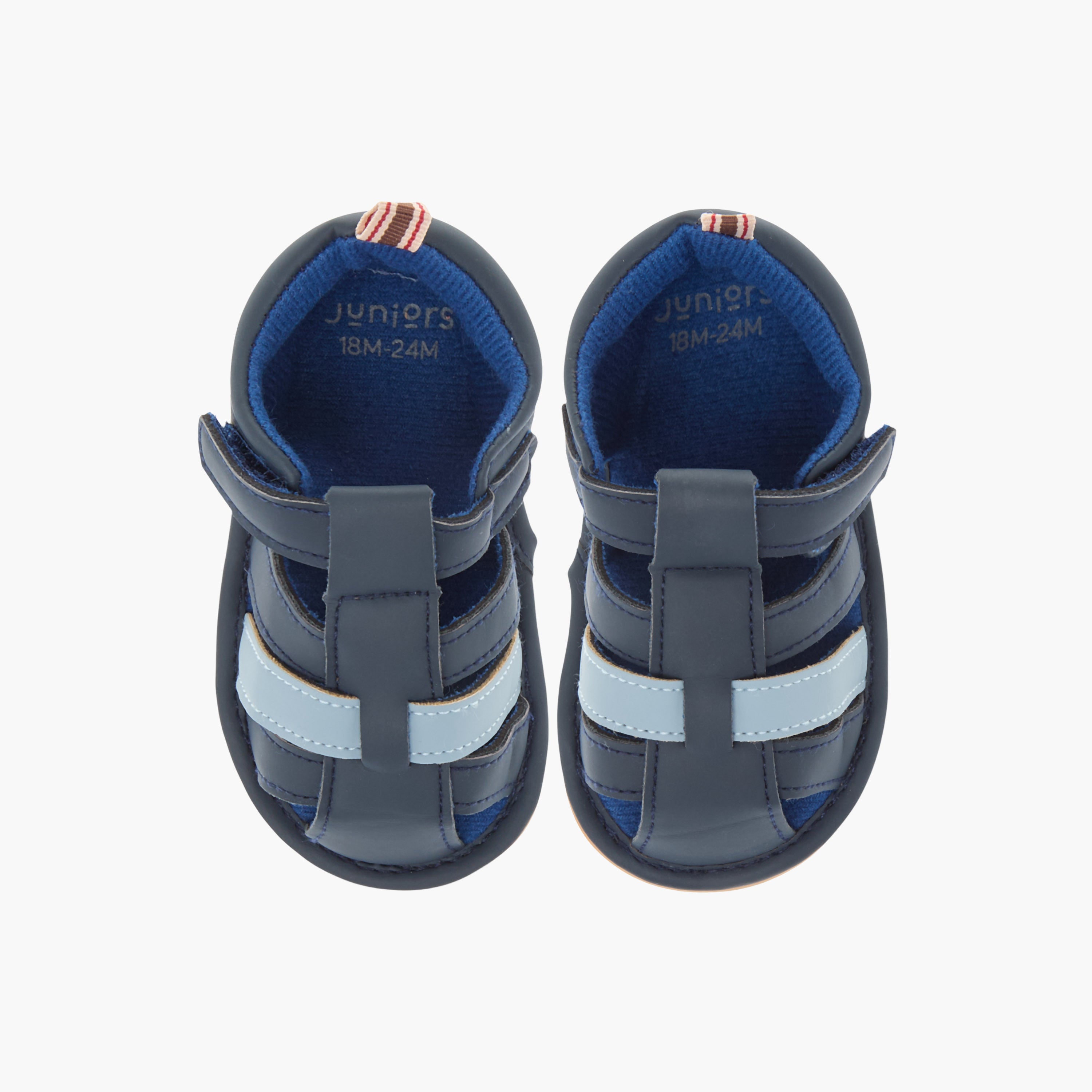 Juniors Colourblock Sandals with Hook and Loop Closure - Blue / 12-18 mths
