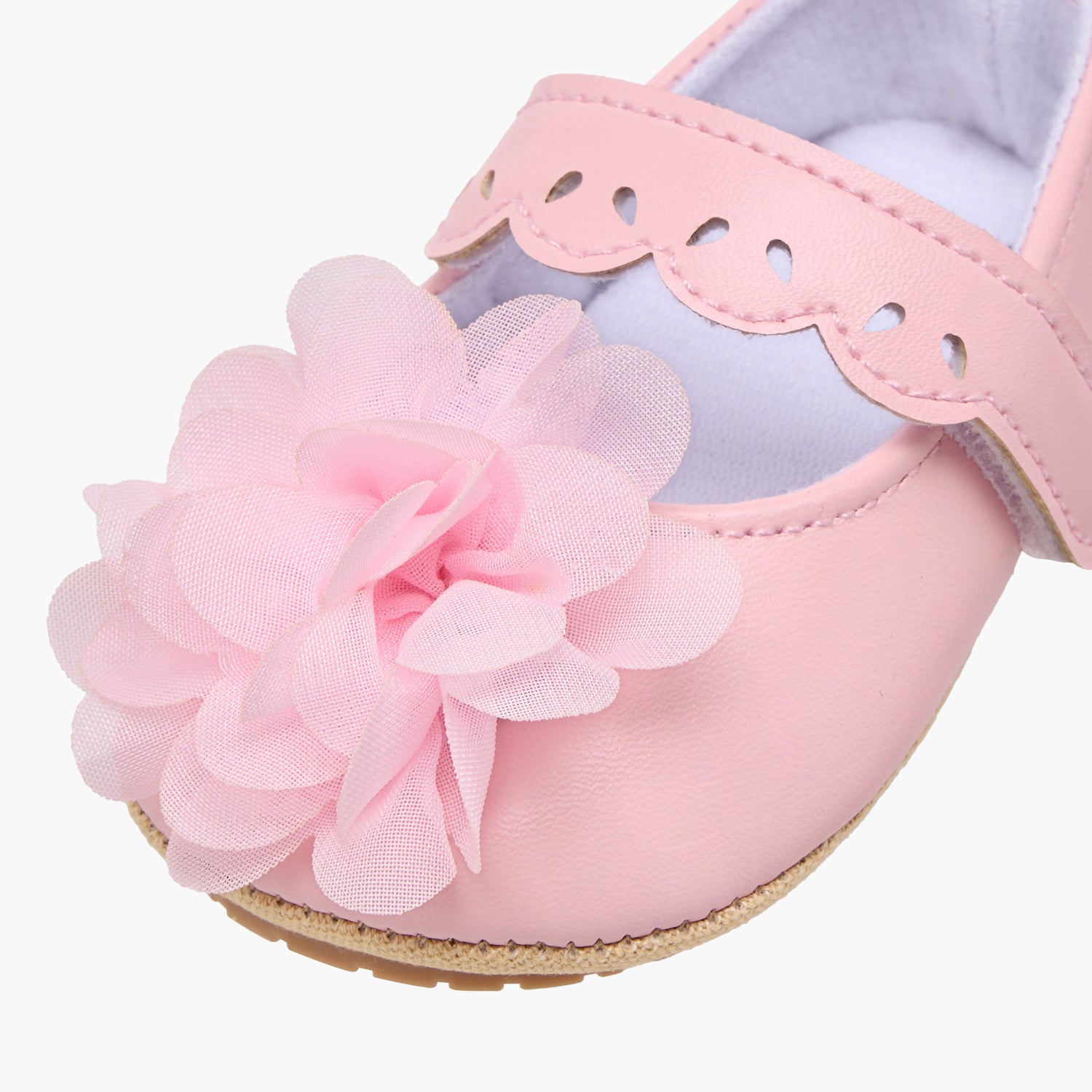 Juniors Floral Applique Booties with Hook and Loop Closure