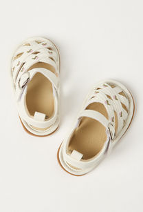 Juniors Floral Embroidered Sandals with Hook and Loop Closure-undefined-image-1