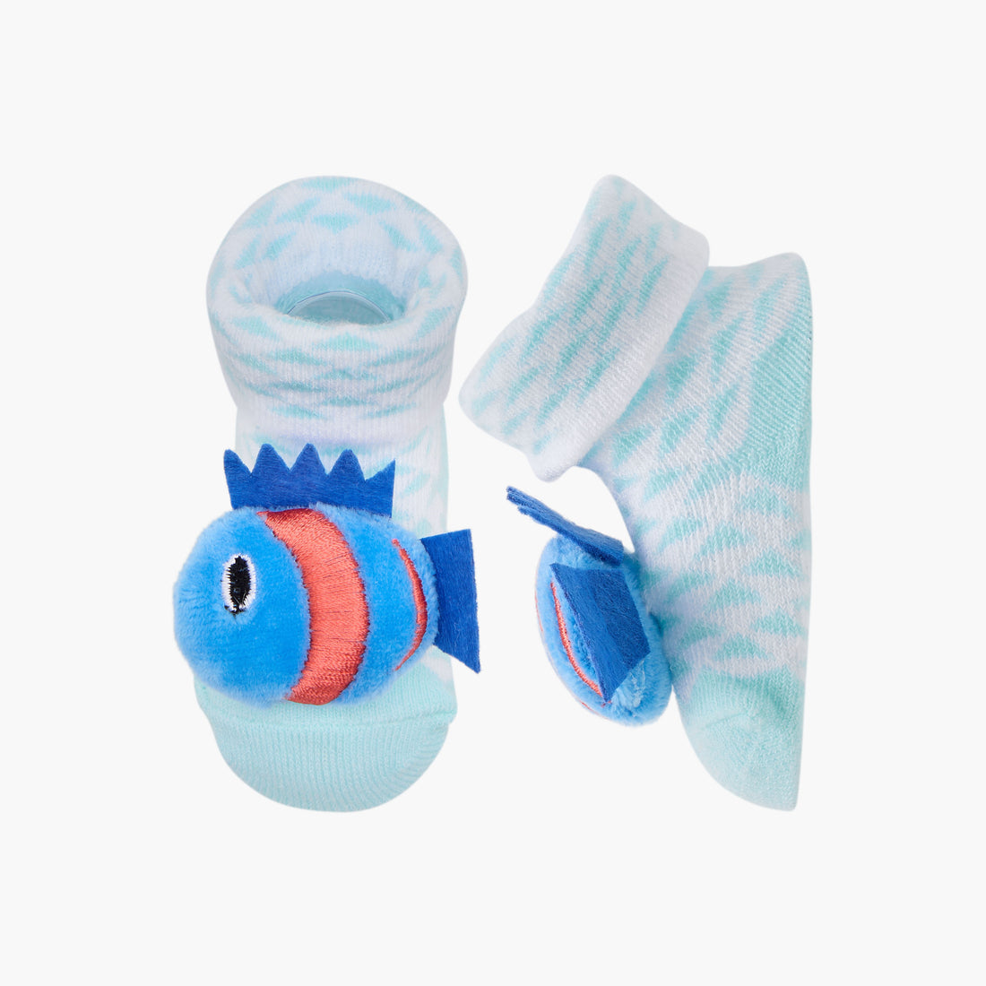 Juniors 3D Fish Applique Slip-On Booties - Blue / 0-6 mths