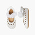 Juniors Booties with Elastic Strap, Floral Accent - Silver / 12-18 mths