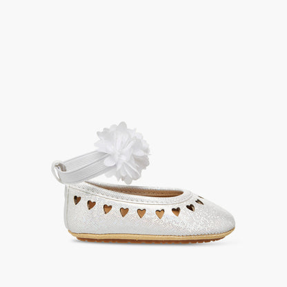 Juniors Booties with Elastic Strap, Floral Accent