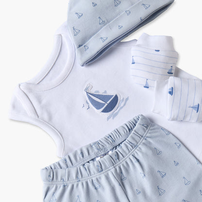 Set of 9 Juniors Clothing Gift Set with Sail Boat Print