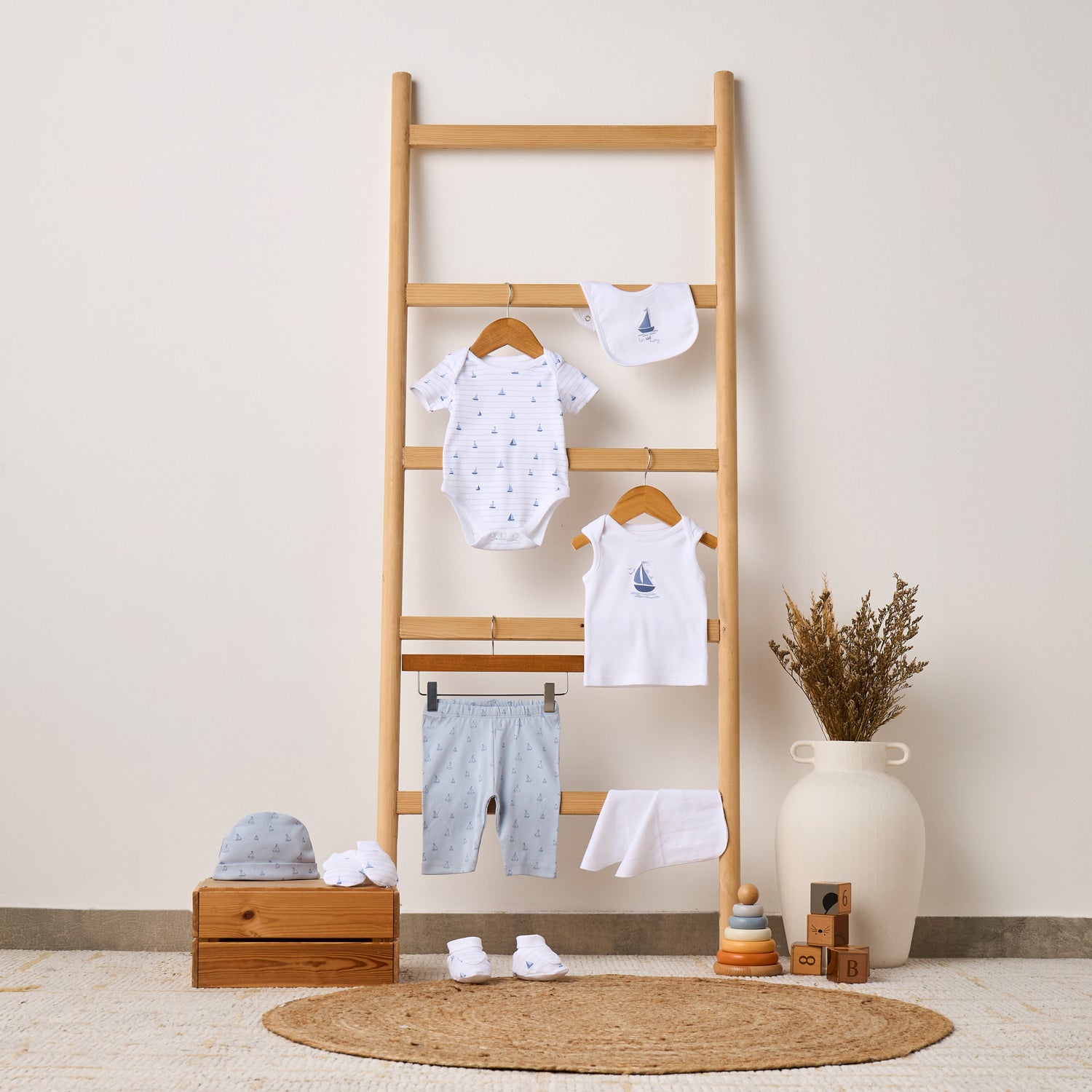 Set of 9 Juniors Clothing Gift Set with Sail Boat Print