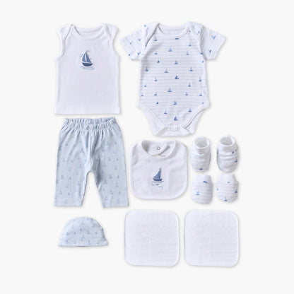 Set of 9 Juniors Clothing Gift Set with Sail Boat Print